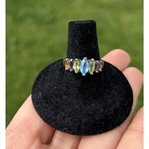 Sterling Silver Ring Marquise Sapphire Peridot Amethyst Citrine Sz 7 CNA 925